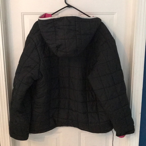 Black down winter coat with pink reverse - Picture 3 of 3